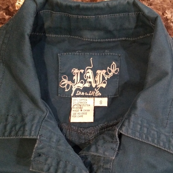 Teal cropped jacket size small - Picture 2 of 4